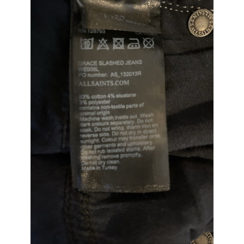 All Saints Jeans Women 32 Gray Washed Grace Slashed Distressed Skinny Denim - Picture 10 of 10